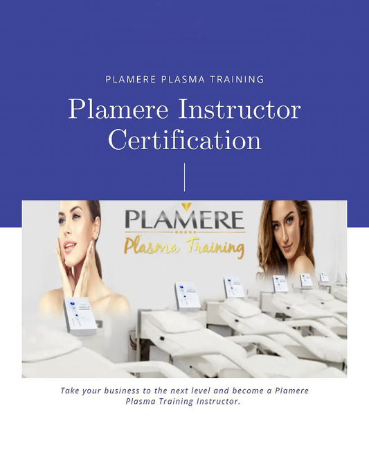 Promotional image for Plamere Plasma Training Instructor Certification featuring two individuals with the Plamere logo and text overlay.