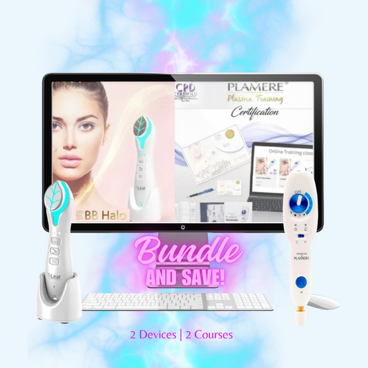 SALE BUNDLE! Enroll in both Plamere Training & BB Halo Training today and save 48% off regular prices ($4500). Includes: Premium Plamere Pen, Leaf Fibroblast Device & Dual Certifications.